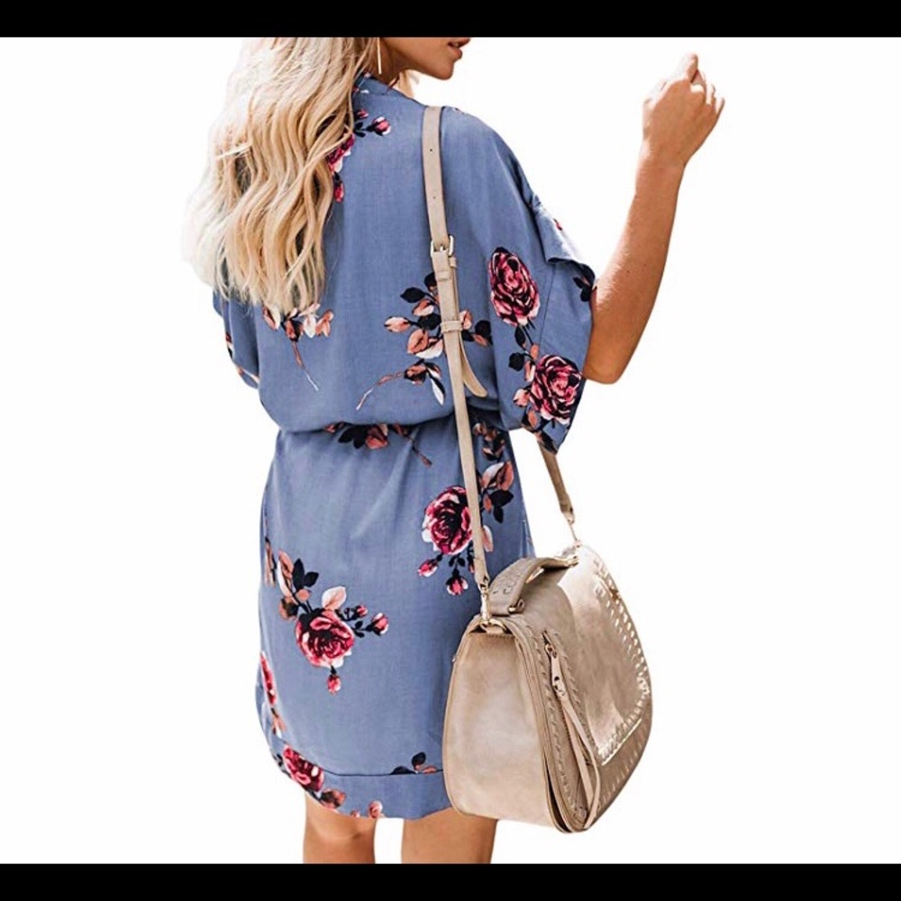 🆕Button Down Short Sleeves Casual Dress with Belt - Picture 2 of 2